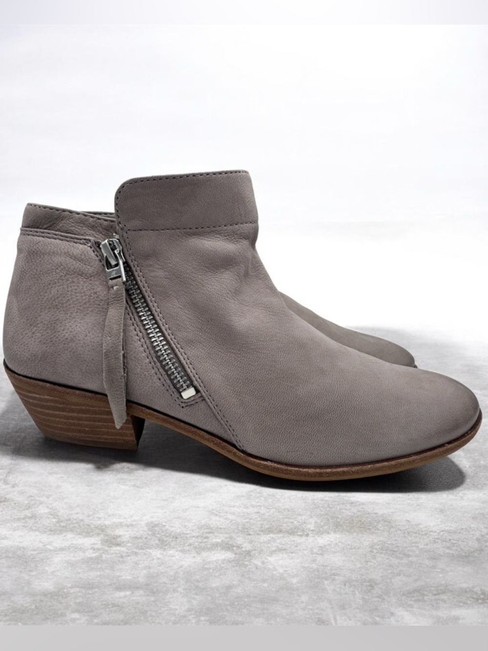 Sam Edelman Packer Ankle Booties Putty Nubuck Double Zip Women Size 9M